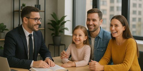 Family lawyer meeting with parents and children to resolve custody, parenting, and property matters in Sydney.